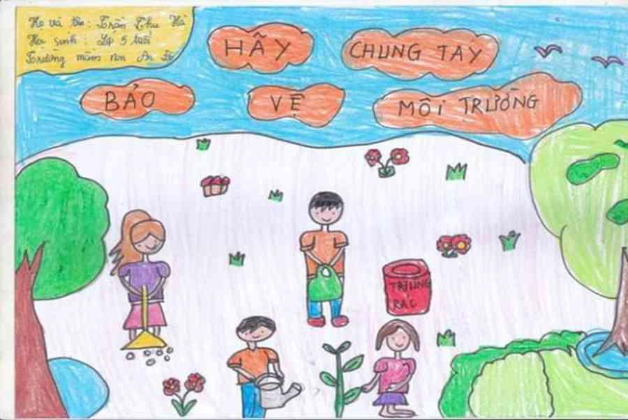 Học sinh trường Trung học cơ sở Nguyễn Du hào hứng tham gia cuộc thi vẽ  tranh  Cùng em chung tay 